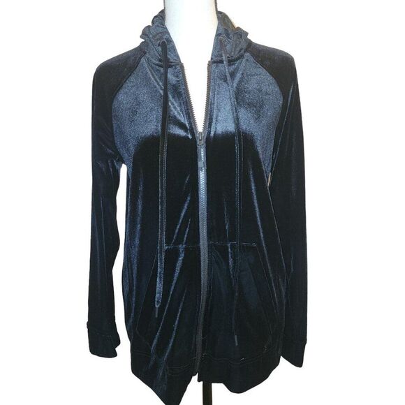 Jones New York Black Velour Zip-Up Hoodie, NWT, Size XS - Picture 1 of 8